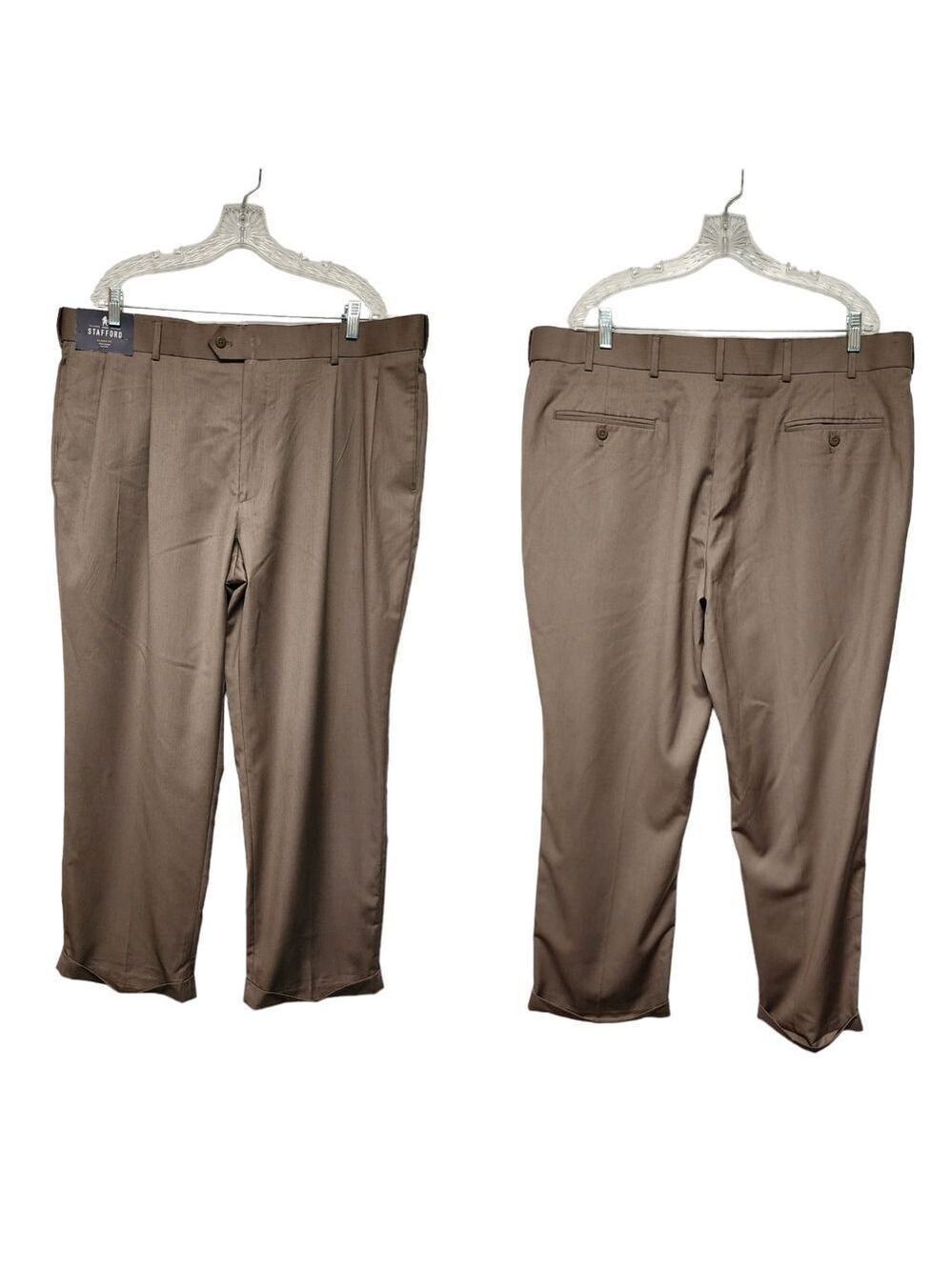 STAFFORD Mens Classic Fit Year Round Trouser Dress Pant Pleated Plaid 42x30 NWT